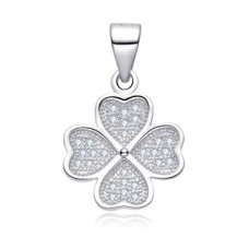 Stříbrný přívěsek čtyřlístek se zirkony