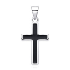 Stříbrný přívěsek kříž s černým smaltem