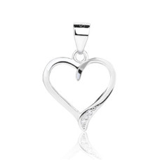 Stříbrný přívěšek - srdíčko se zirkony