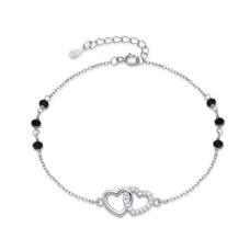 Dámský stříbrný náramek dvojité srdíčko