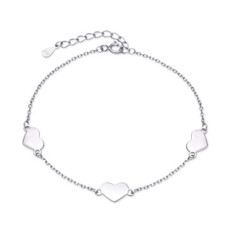 Stříbrný náramek se srdíčky