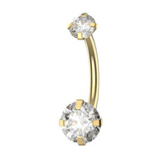 Zlacený ocelový piercing do pupíku