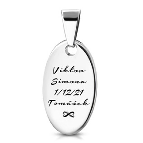 Personalizovaný ocelový přívěsek s rytinou Personalizovaný ocelový přívěsek s rytinou