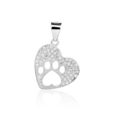 Stříbrný přívěsek srdce - psí tlapka