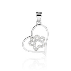 Stříbrný přívěsek srdíčko s tlapkou