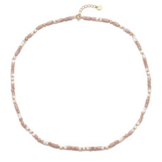 Minerální náhrdelník přírodní růžový Opál, stříbro AG925
