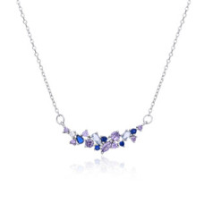 Střibrný náhrdelník s barevnými kameny