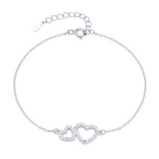 Dámský stříbrný náramek dvojité srdíčko