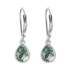 Stříbrné náušnice s mechovými acháty