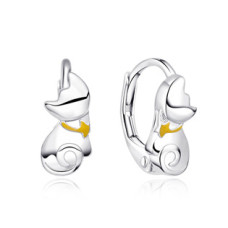 Stříbrné náušnice na klapku kočičky