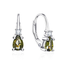 Stříbrné náušnice s čirými a olivovými zirkony