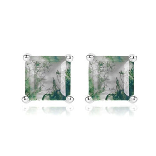 Stříbrné náušnice s mechovými acháty Stříbrné náušnice s mechovými acháty