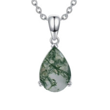 Stříbrný náhrdelník mechový achát