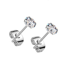 Stříbrné náušnice na puzetu - zirkony 4 mm