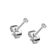 Stříbrné náušnice na puzetu - zirkony 2 mm