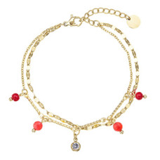 Náramek ocelový s červeným achátem