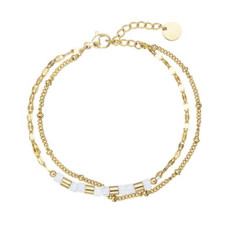 Náramek ocelový s bílým jadeitem