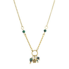 Náhrdelník ocelový s africkým malachitem