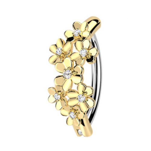 Zlacený piercing do pupíku s kytičkami Zlacený piercing do pupíku s kytičkami