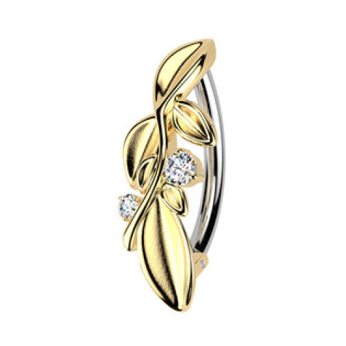 Zlacený piercing do pupíku s lístečky Zlacený piercing do pupíku s lístečky