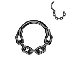 Černý ocelový piercing - segment kruh řetěz