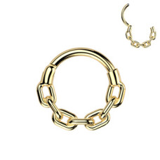 Zlacený celový piercing - segment kruh řetěz
