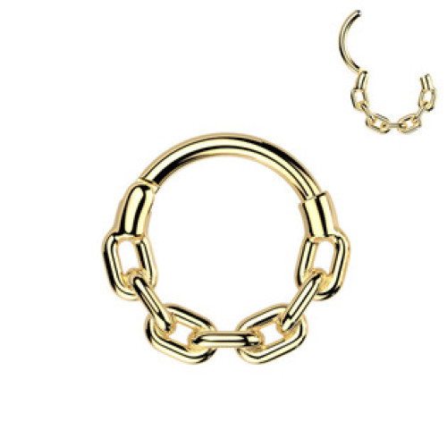 Zlacený celový piercing - segment kruh řetěz Zlacený celový piercing - segment kruh řetěz
