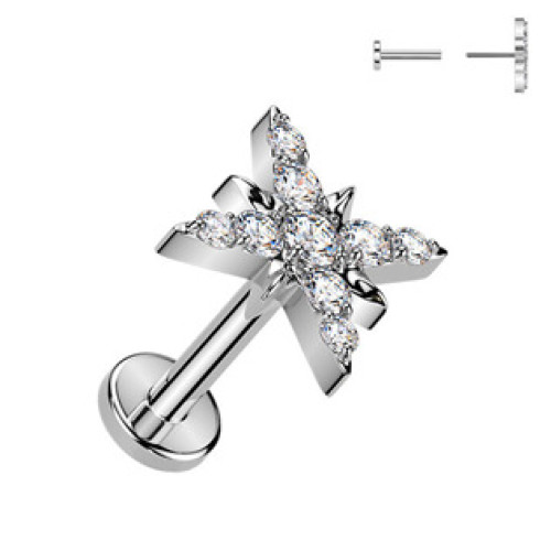 Piercing do brady hvězdička - PUSH IN labreta TITAN Piercing do brady hvězdička - PUSH IN labreta TITAN