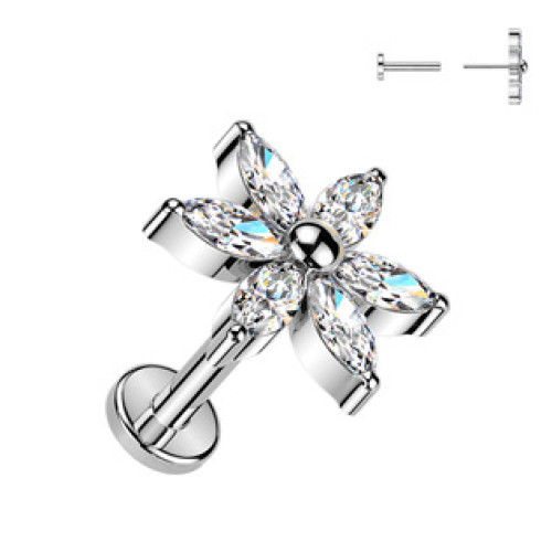 Piercing do brady kytička - PUSH IN labreta TITAN Piercing do brady kytička - PUSH IN labreta TITAN