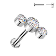 Piercing do brady - PUSH IN labreta TITAN, barva: čirá