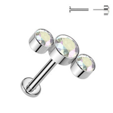 Piercing do brady - PUSH IN labreta TITAN, barva: duhová