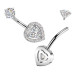 Ocelový piercing do pupíku srdce