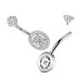 Ocelový piercing do pupíku se zirkony