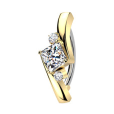 Zlacený piercing do pupíku se štítem