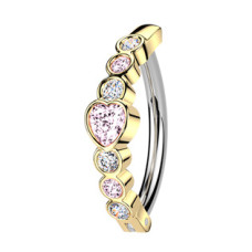 Piercing do pupíku se štítem se srdíčky