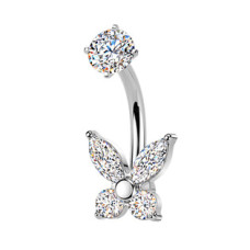 Ocelový piercing do pupíku motýlek