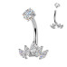 Ocelový piercing do pupíku se zirkony