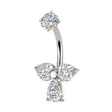 Ocelový piercing do pupíku se zirkony