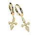 Zlacené visací ocelové náušnice s křížky