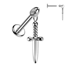 Piercing do ucha - labreta dýka TITAN, 1,2 x 6 mm