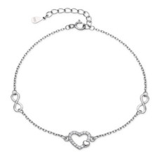 Dámský stříbrný náramek srdce a nekonečno
