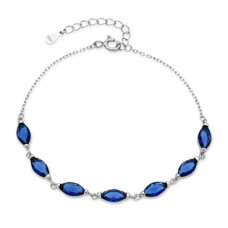 Dámský stříbrný náramek s modrými kamínky