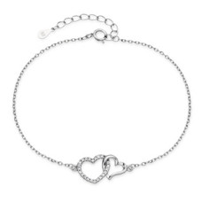 Dámský stříbrný náramek propojená srdce