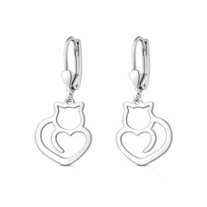 Stříbrné náušnice kočky