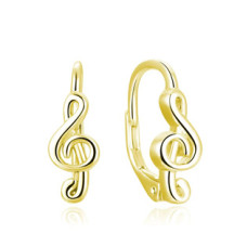 Zlacené stříbrné náušnice houslový klíč