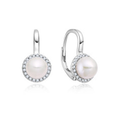 Stříbrné perlové náušnice se zirkony