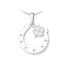 Stříbrný přívěsek podkova se čtyřlístkem