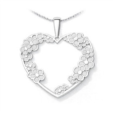 Stříbrný přívěsek srdce s květy