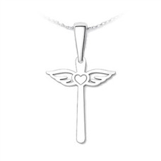 Stříbrný přívěsek kříž s křídly