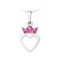 Stříbrný přívěsek srdce s korunkou